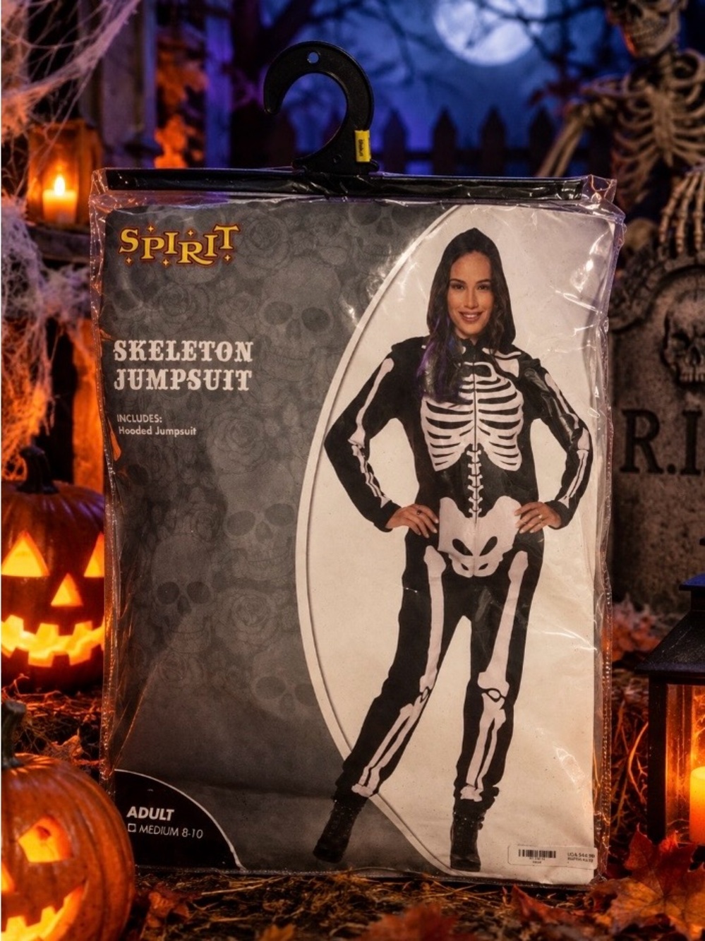 Spirit Skeleton Jumpsuit Costume - Black & White Adult size medium NEW